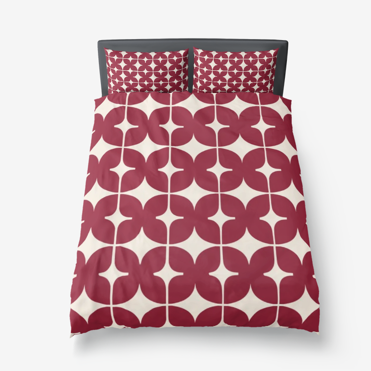 Red Monogram Duvet Cover