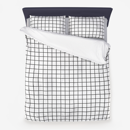 White Minimal Grid Duvet Cover