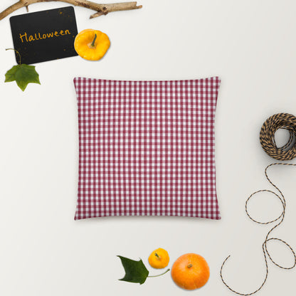 Burgundy gingham print pillow