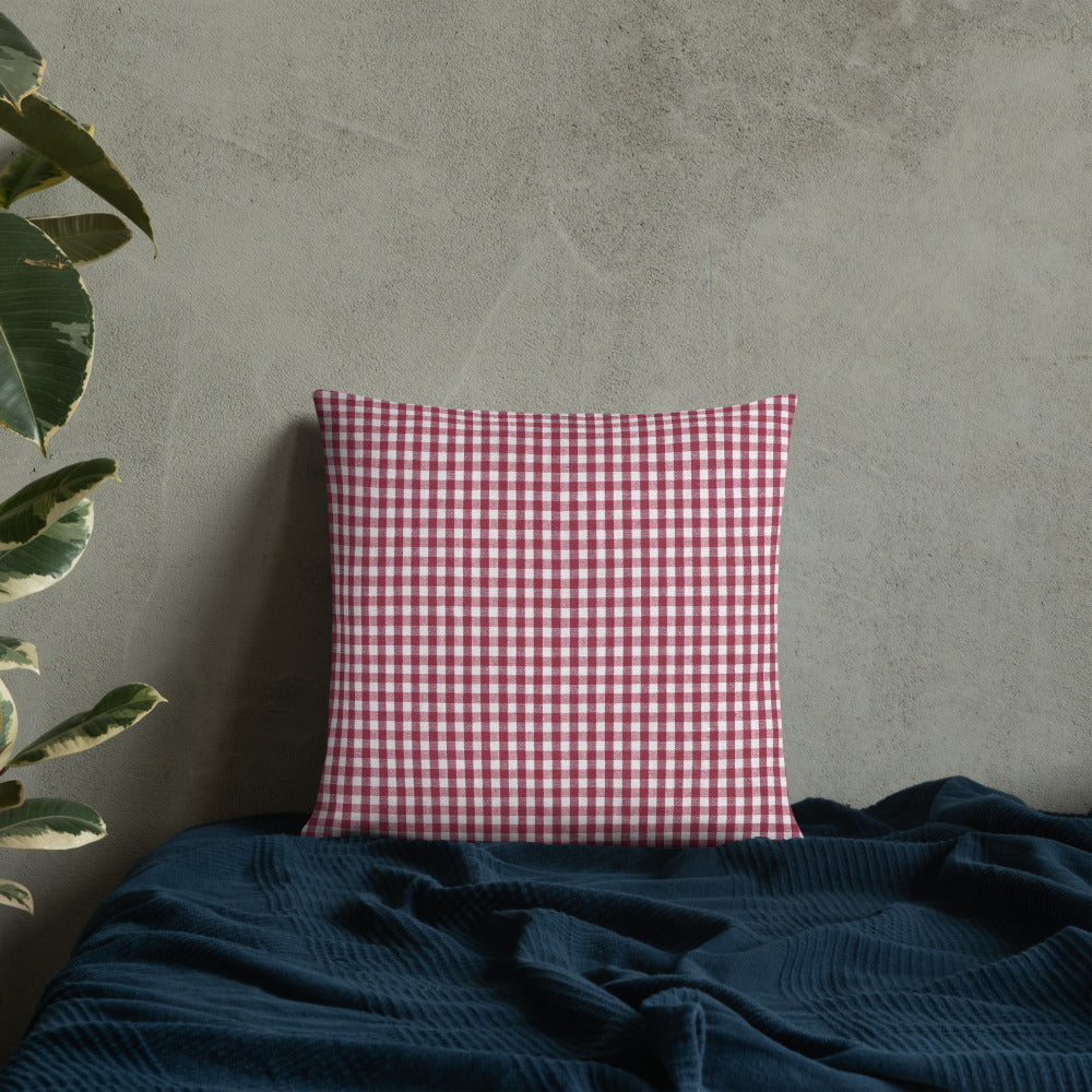 Burgundy gingham print pillow