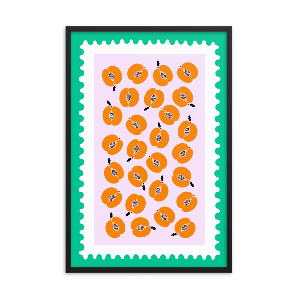 Framed Peaches Stamp Art Print - Full Size