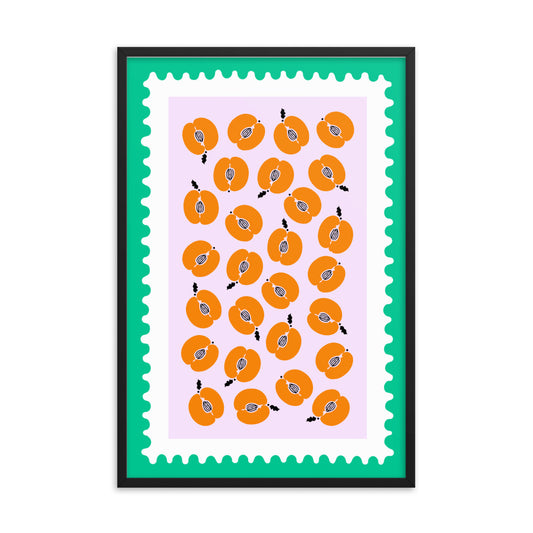 Framed Peaches Stamp Art Print - Full Size