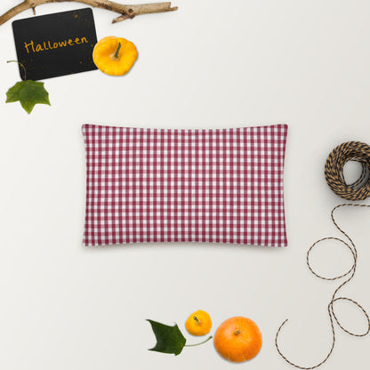 Burgundy gingham print pillow