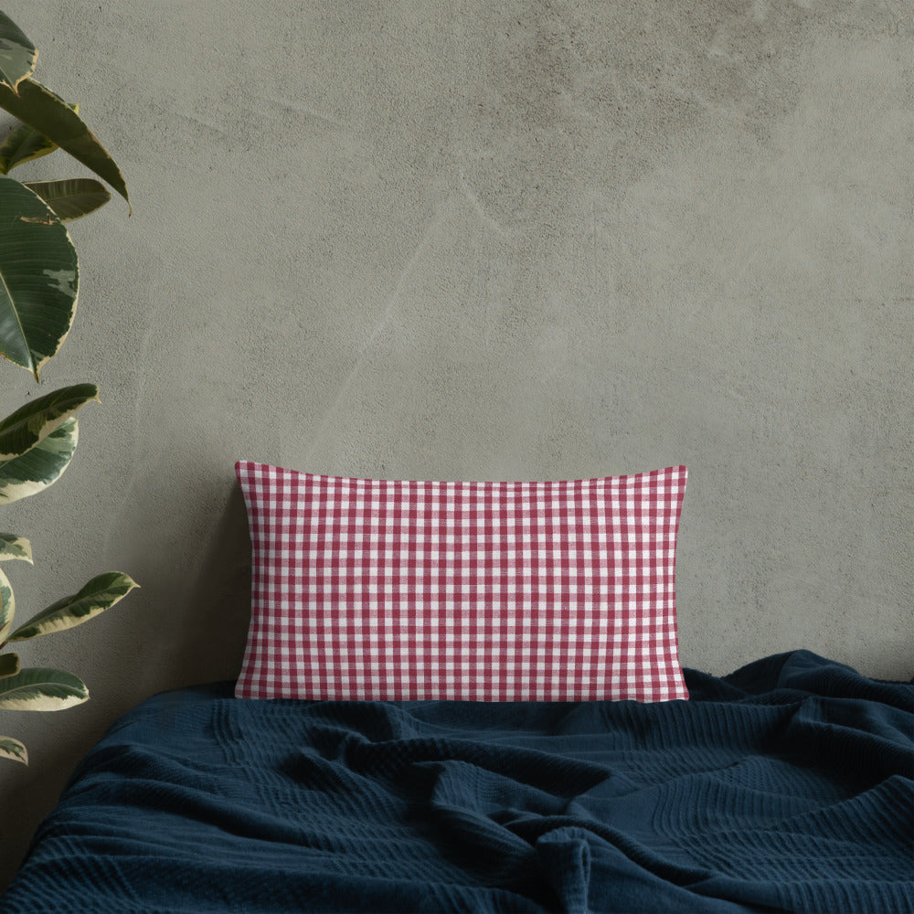 Burgundy gingham print pillow