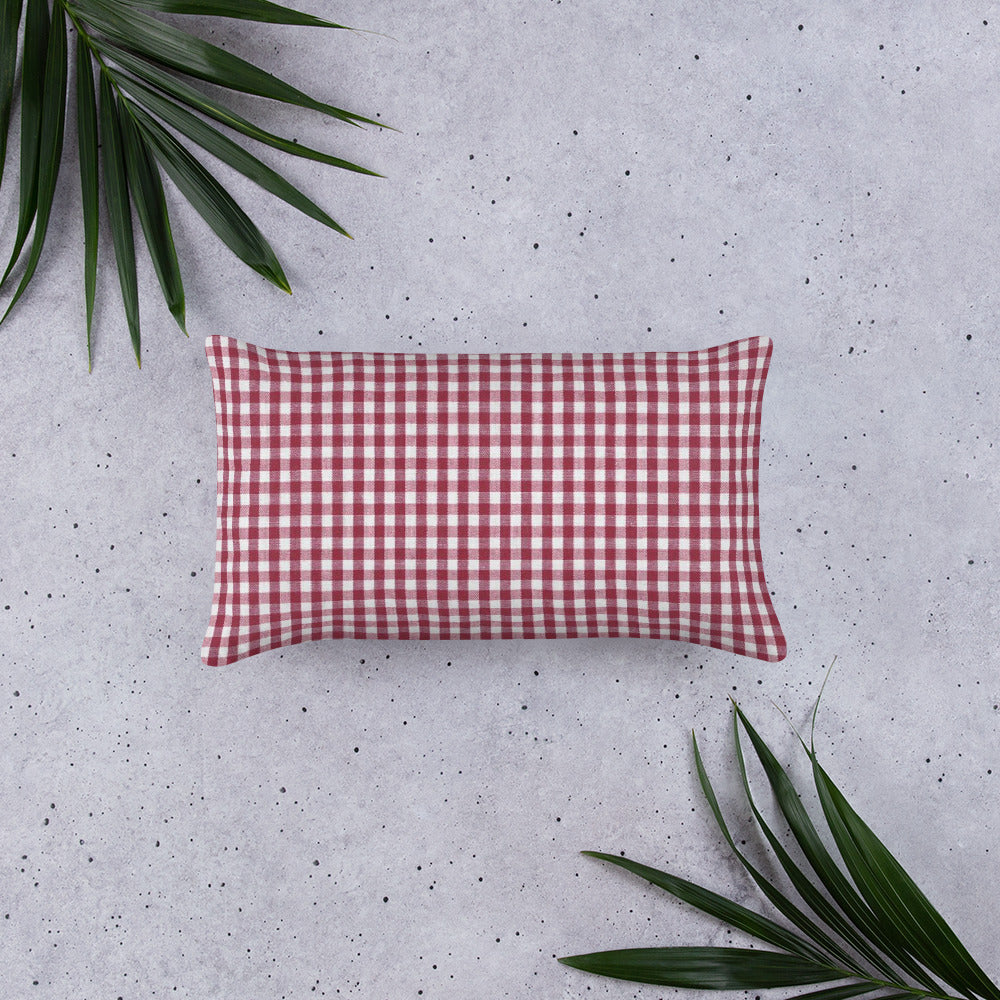 Burgundy gingham print pillow