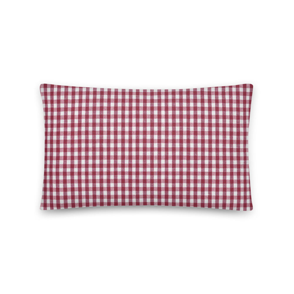 Burgundy gingham print pillow