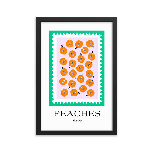 Framed Peaches Stamp Art Print