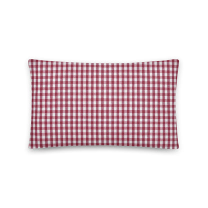 Burgundy gingham print pillow