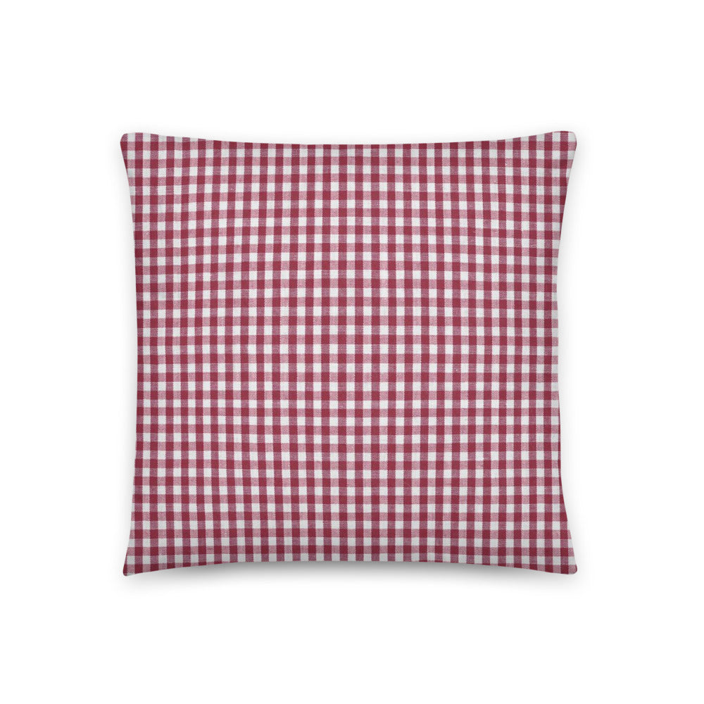 Burgundy gingham print pillow