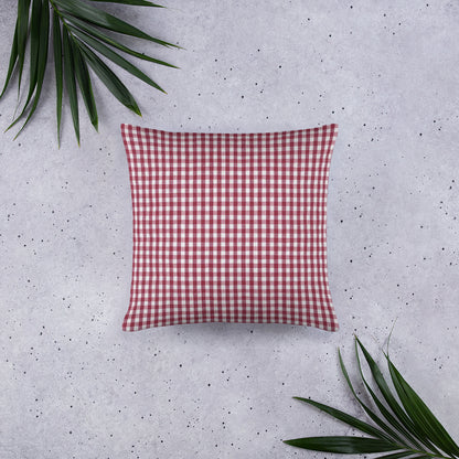 Burgundy gingham print pillow