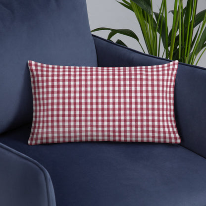 Burgundy gingham print pillow