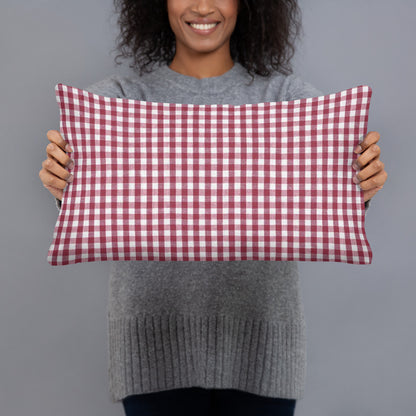 Burgundy gingham print pillow