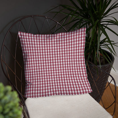 Burgundy gingham print pillow